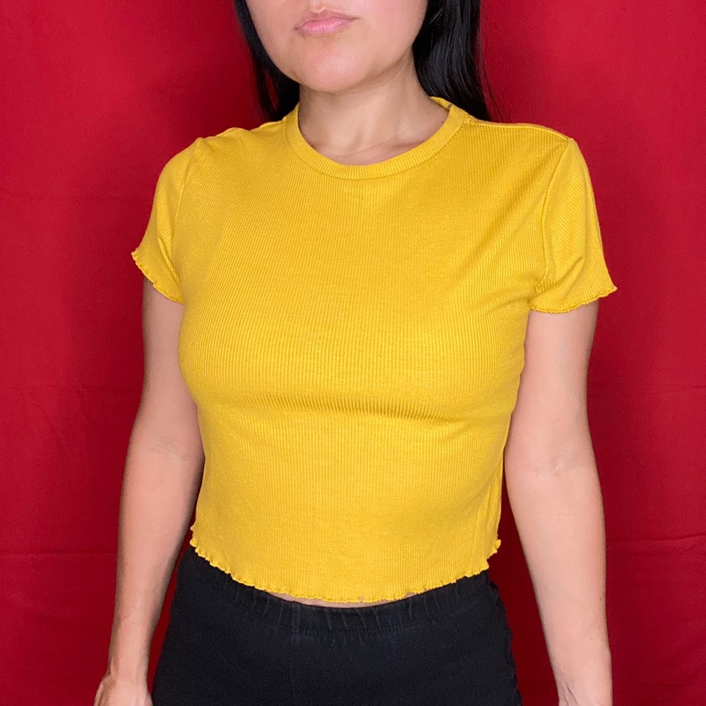 Mustard Yellow Lettuce Hem Top